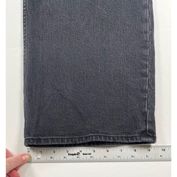 Abercrombie &Fitch 90s Relaxed Jean High Rise Faux Leather Black Size 32/14 LONG - Picture 8 of 8